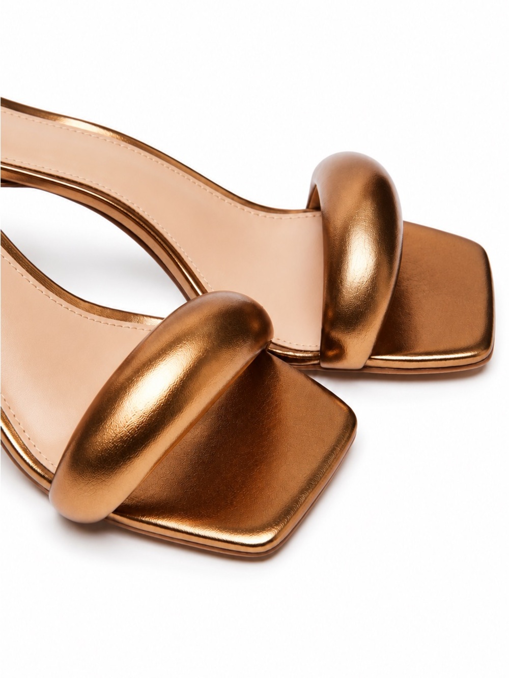Steve Madden Metallic Gold Zip-Back Stiletto Sandals - Picture 4 of 6